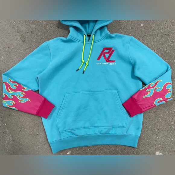 ROLLING LOUD MOTO RACING FLAMES FRENCH TERRY HOODIE size Medium - Picture 3 of 8